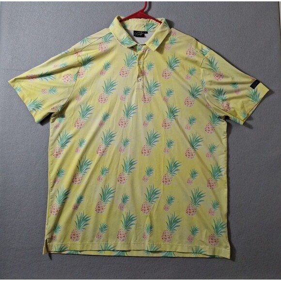 Sunday Swagger Shirt Adult XL Yellow Pineapple Polo Performance Golf Preppy Mens - Picture 1 of 8